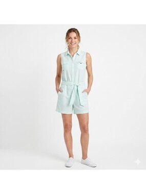 VINEYARD VINES Crystal Blue Seersucker Romper Size 8 NEW NWT